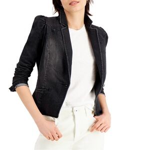 INC International Concepts Black Denim Blazer Jacket